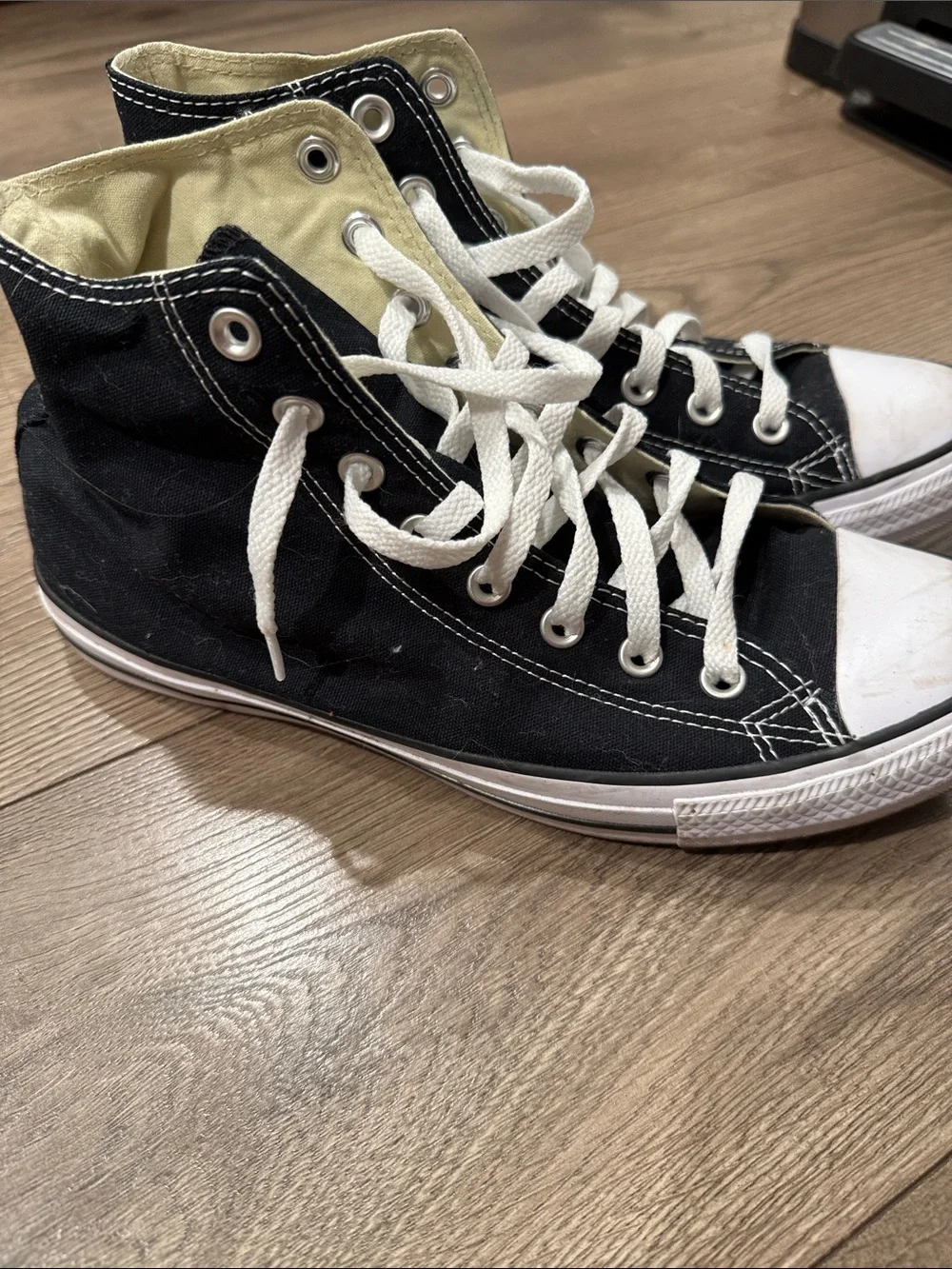 Converse High-Top Sneakers in Black & Cream - Picture 3 of 3